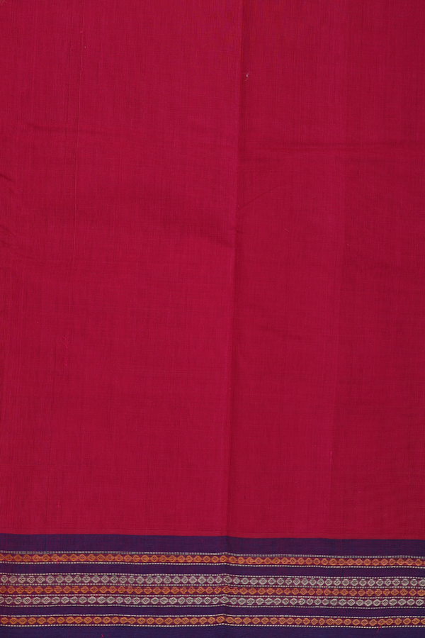 Kanchi Cotton Saree In Rose Red With Rudraksh Buttis