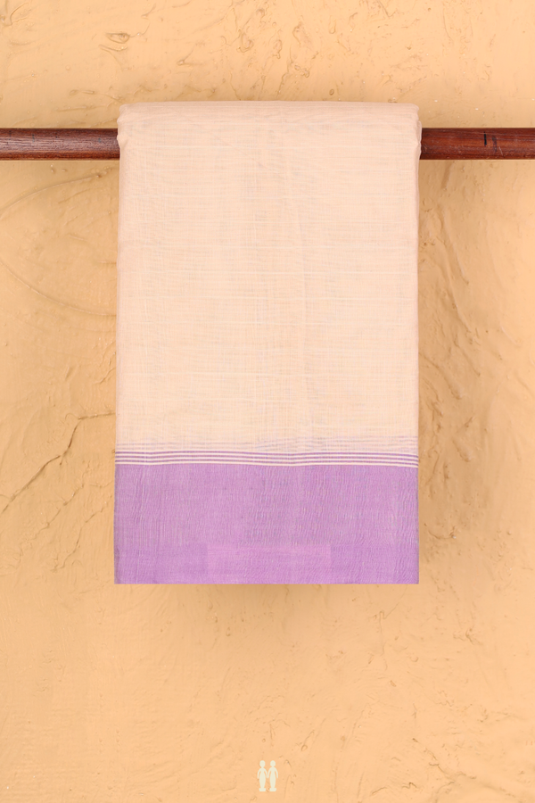 Kanchi Cotton Saree In Ivory With Contrast Border