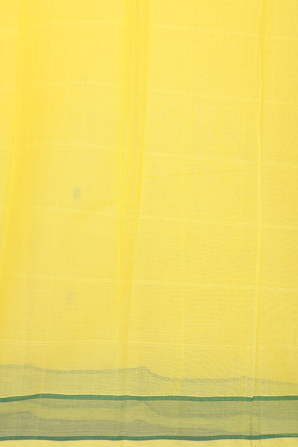 Kanchi Cotton Saree In Lemon Yellow With Threadwork Buttas