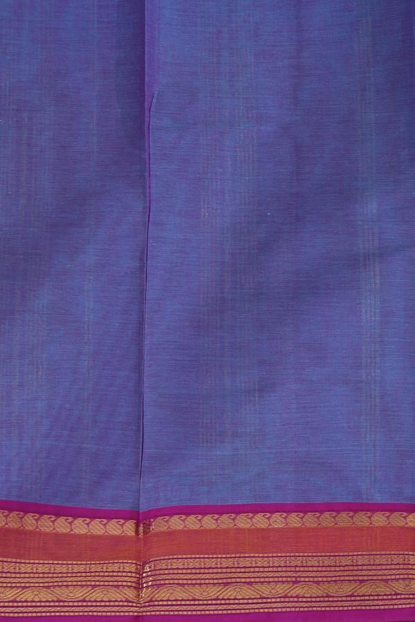 Kanchi Cotton Saree In Light Blue With Contrast Border