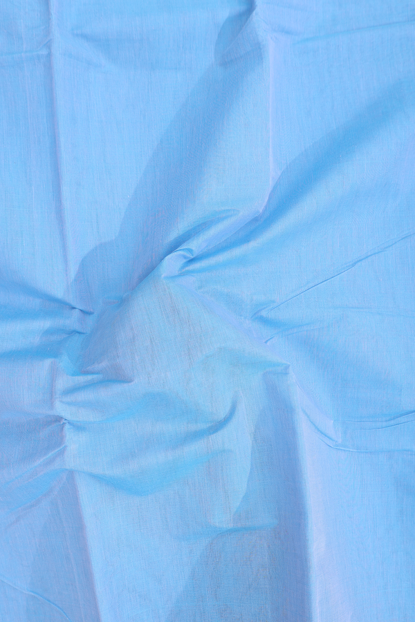Kanchi Cotton Saree In Light Blue With Contrast Border
