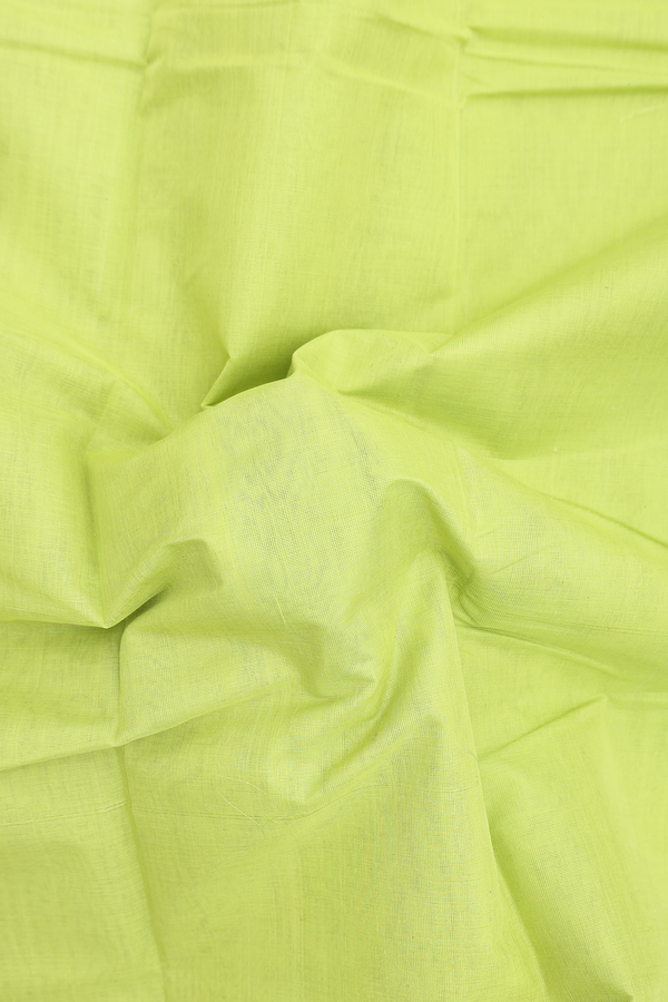 Kanchi Cotton Saree In Lime Green With Contrast Border