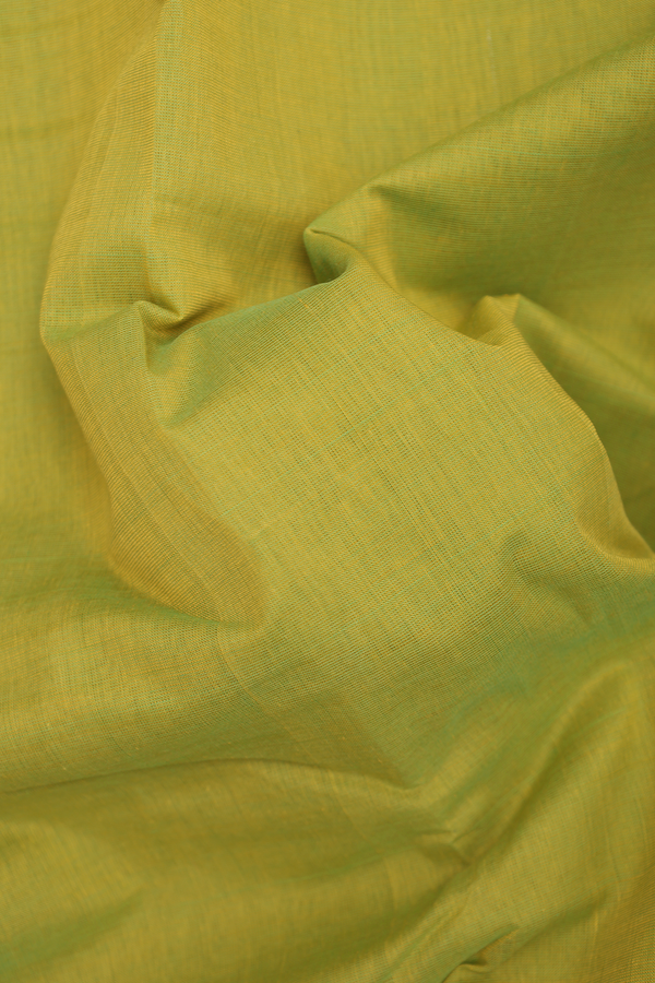 Kanchi Cotton Saree In Lime Green With Contrast Border