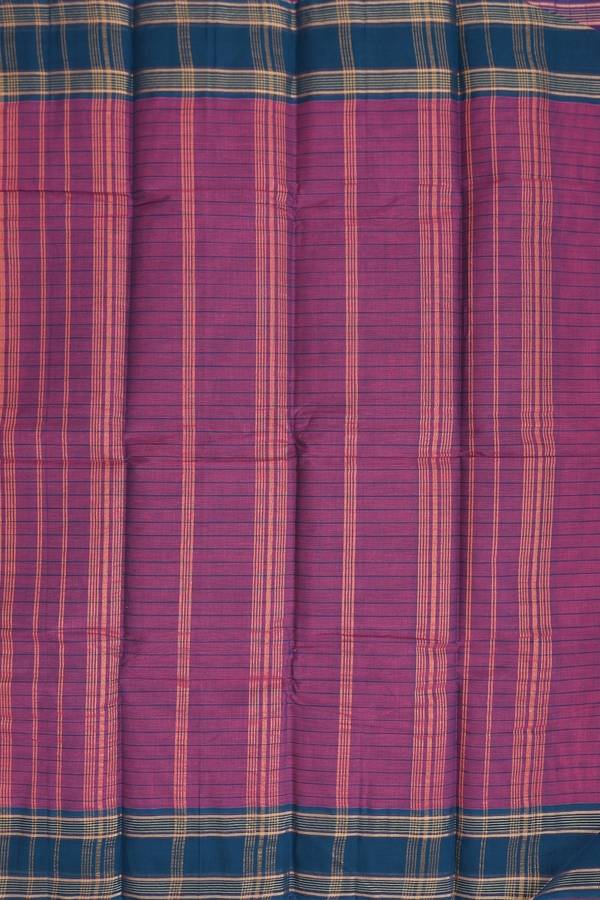 Kanchi Cotton Saree In Magenta With Checks Design