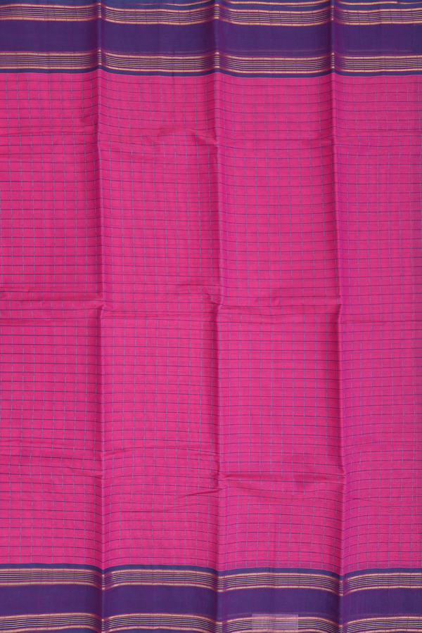 Kanchi Cotton Saree In Magenta With Checks Design