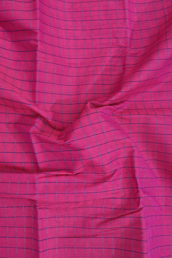Kanchi Cotton Saree In Magenta With Checks Design
