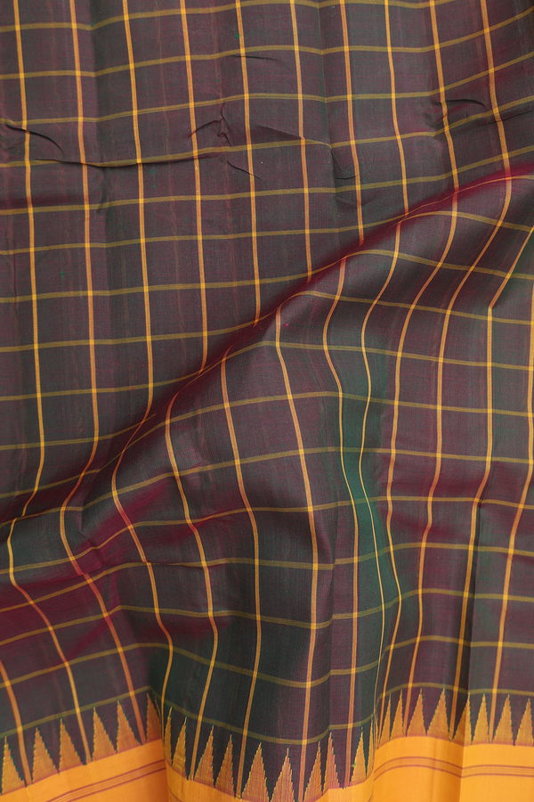 Kanchi Cotton Saree In Manthulir With Checks Design