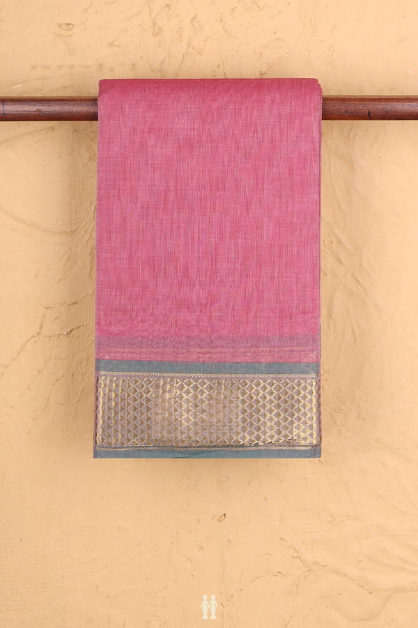 Kanchi Cotton Saree In Mulberry With Contrast Border