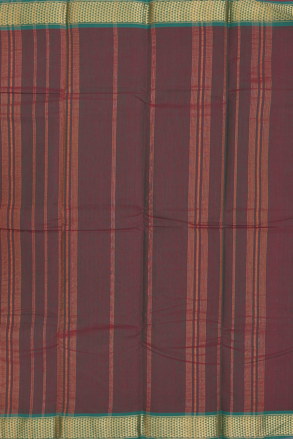 Kanchi Cotton Saree In Mulberry With Contrast Border