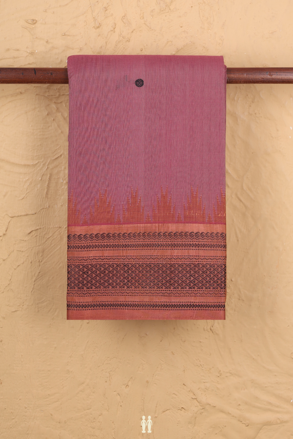 Kanchi Cotton Saree In Mulberry With Threadwork Buttas