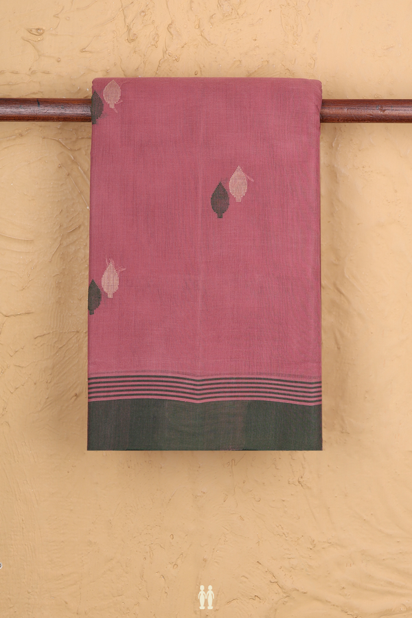 Kanchi Cotton Saree In Mulberry With Threadwork Buttas