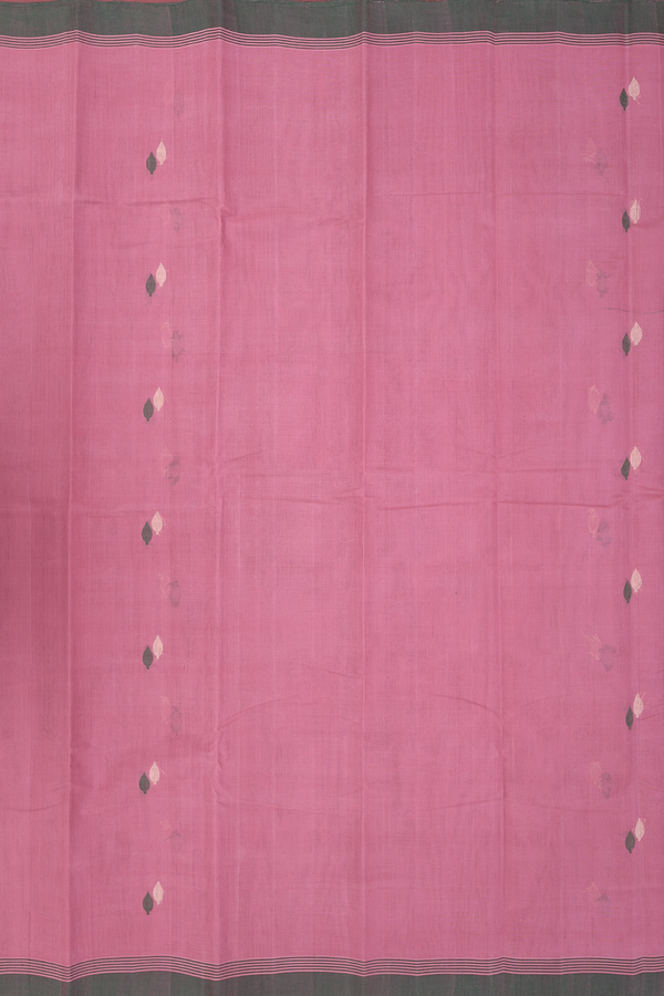 Kanchi Cotton Saree In Mulberry With Threadwork Buttas