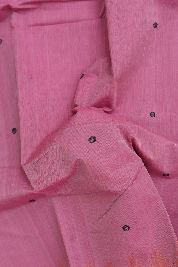 Kanchi Cotton Saree In Mulberry With Threadwork Buttas