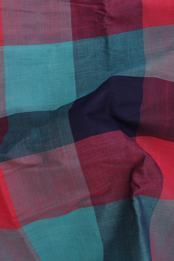 Kanchi Cotton Saree In Multicolor With Checks Design