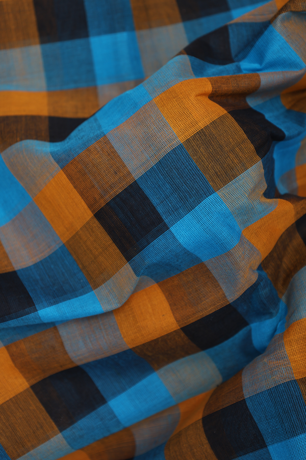 Kanchi Cotton Saree In Multicolor With Checks Design