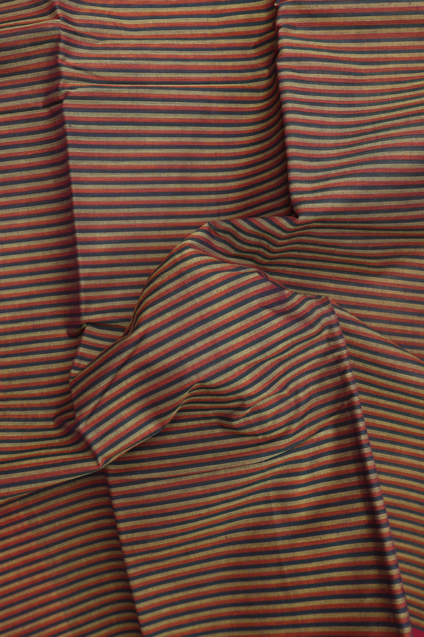 Kanchi Cotton Saree In Multicolor With Stripes Design