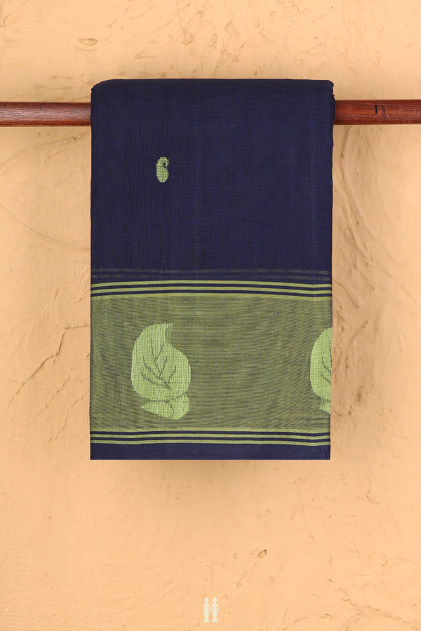 Kanchi Cotton Saree In Navy Blue With Paisley Buttas