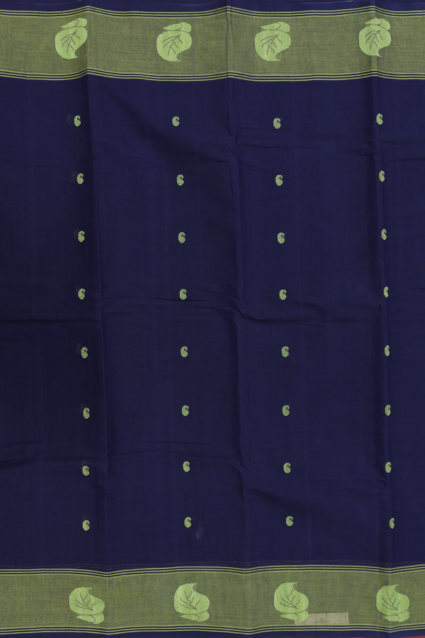 Kanchi Cotton Saree In Navy Blue With Paisley Buttas
