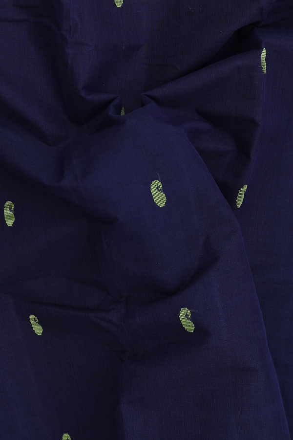 Kanchi Cotton Saree In Navy Blue With Paisley Buttas