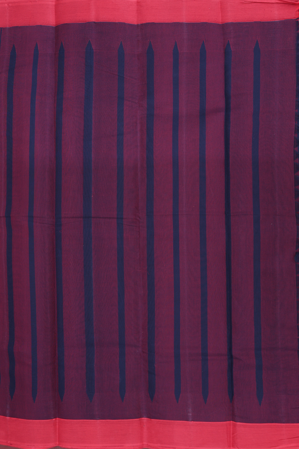 Kanchi Cotton Saree In Navy Blue With Temple Border