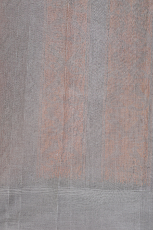 Kanchi Cotton Saree In Ochre Orange With Threadwork Buttis