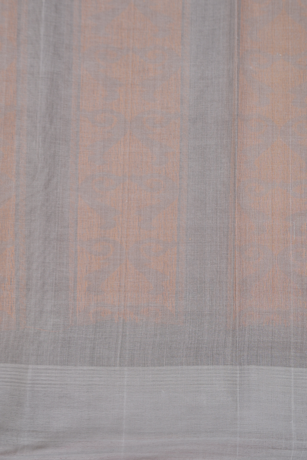 Kanchi Cotton Saree In Ochre Orange With Threadwork Buttis