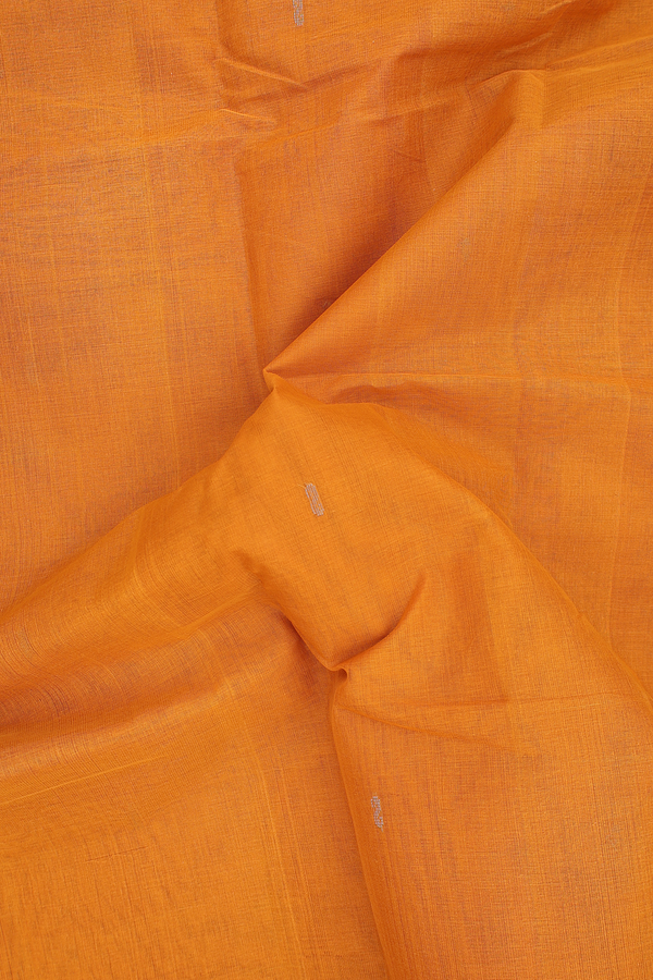 Kanchi Cotton Saree In Ochre Orange With Threadwork Buttis