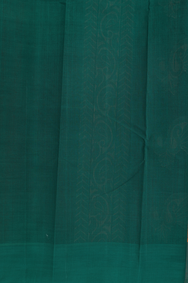 Kanchi Cotton Saree In Ochre Orange With Threadwork Design