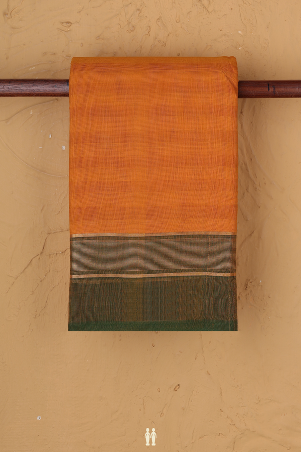 Kanchi Cotton Saree In Orange With Stripes Design