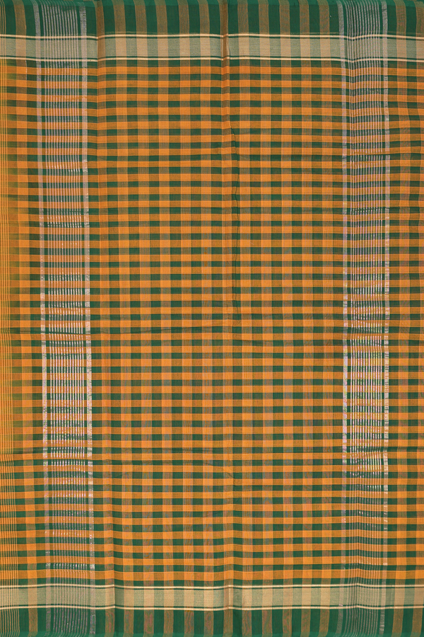 Kanchi Cotton Saree In Orange With Stripes Design