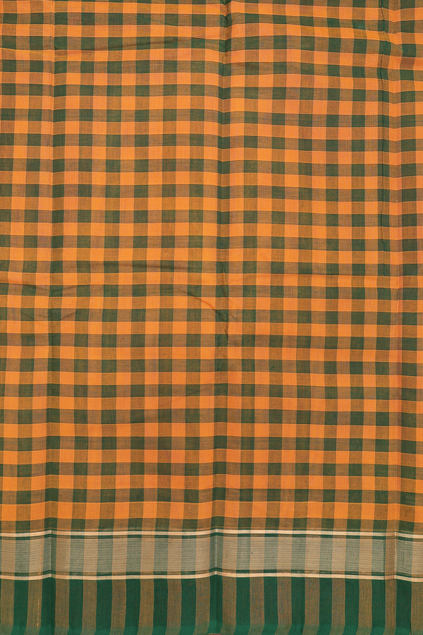 Kanchi Cotton Saree In Orange With Stripes Design