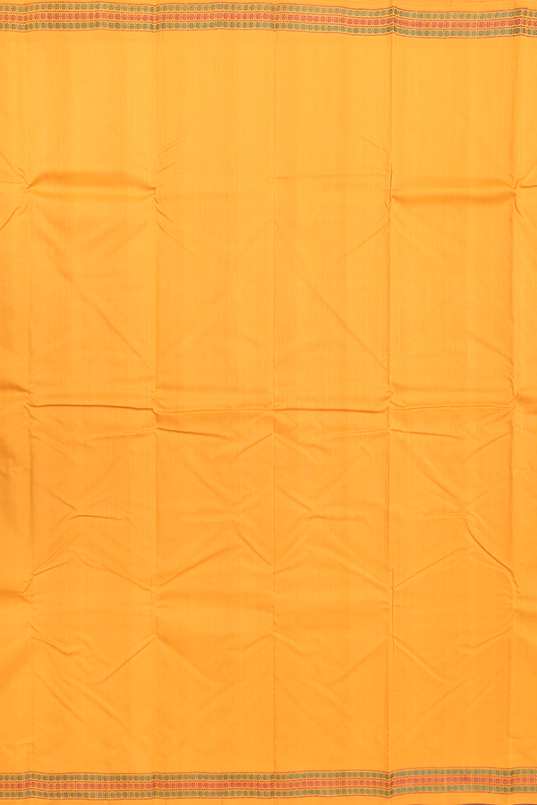 Kanchi Cotton Saree In Orange With Threadwork Border