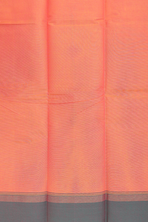 Kanchi Cotton Saree In Orange With Threadwork Buttas