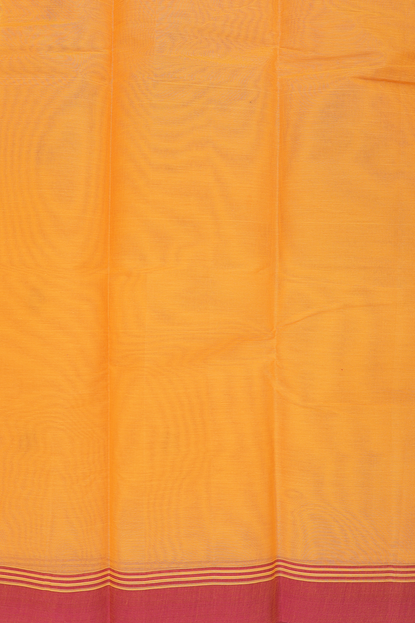 Kanchi Cotton Saree In Orange With Threadwork Buttas
