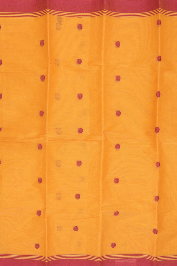 Kanchi Cotton Saree In Orange With Threadwork Buttas