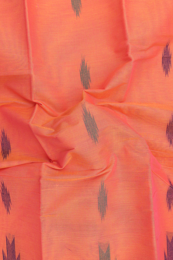 Kanchi Cotton Saree In Orange With Threadwork Buttas