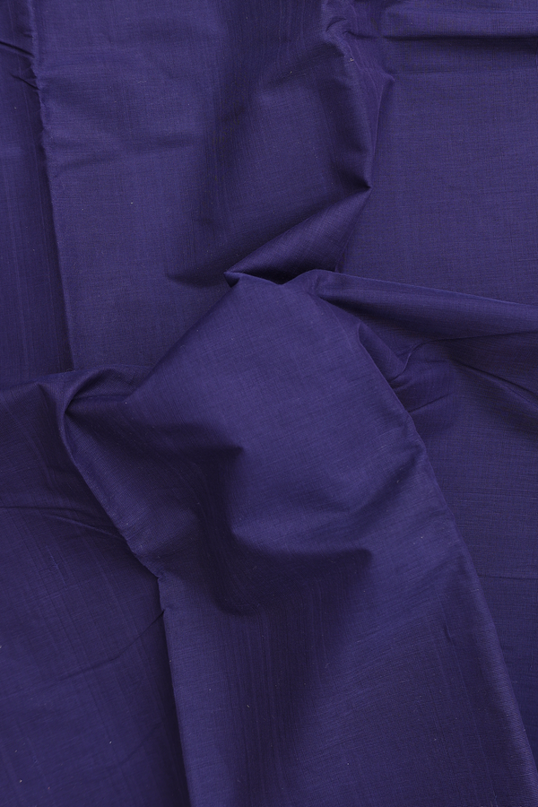 Kanchi Cotton Saree In Oxford Blue With Contrast Silk Border