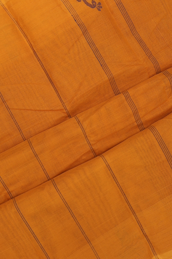 Kanchi Cotton Saree In Oxford Blue With Peacock Border