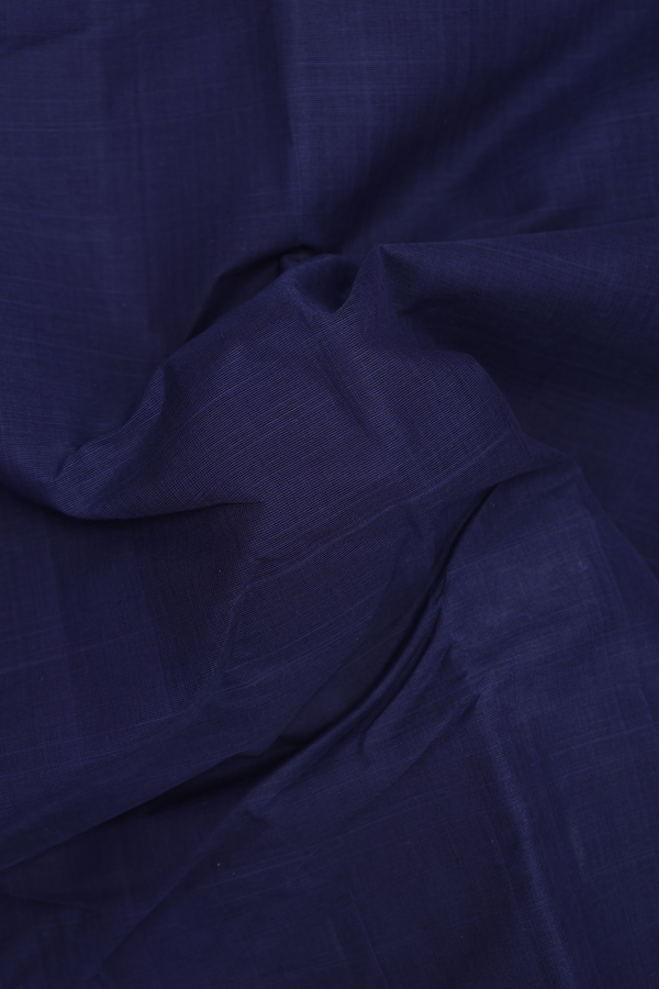Kanchi Cotton Saree In Oxford Blue With Peacock Border