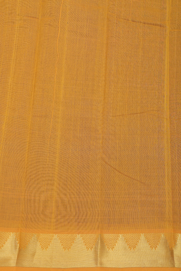 Kanchi Cotton Saree In Oxford Brown With Temple Buttas