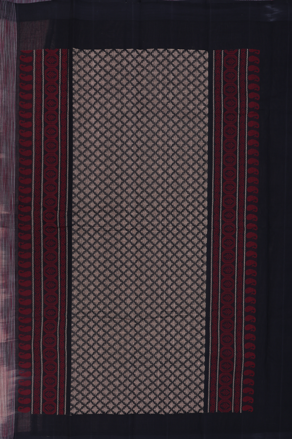 Kanchi Cotton Saree In Pastel Brown With Threadwork Design