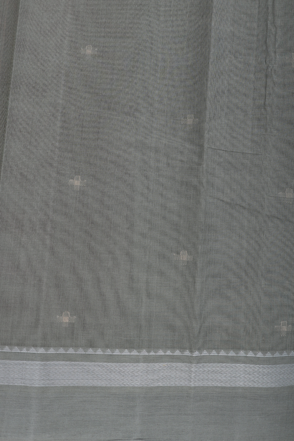 Kanchi Cotton Saree In Pastel Khaki With Threadwork Buttas