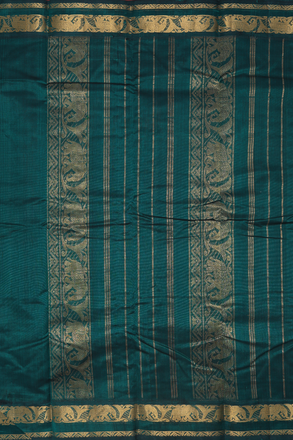 Kanchi Cotton Saree In Pastel Red With Contrast Border