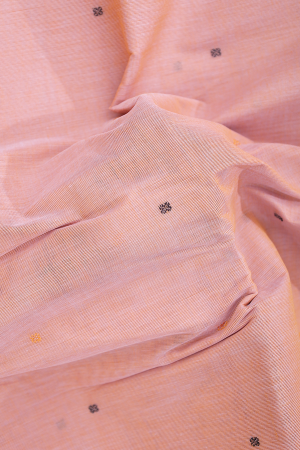 Kanchi Cotton Saree In Peach With Threadwork Buttis