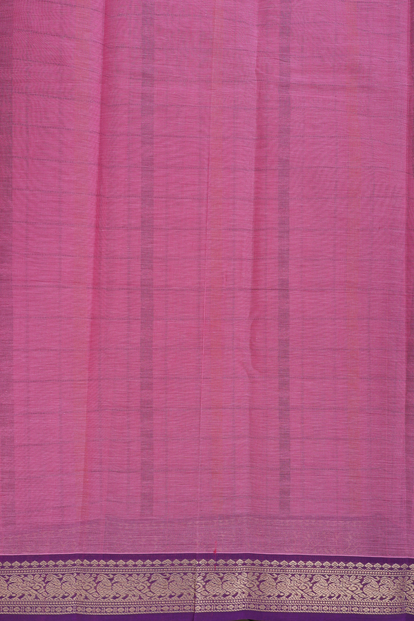 Kanchi Cotton Saree In Pink With Checks Design