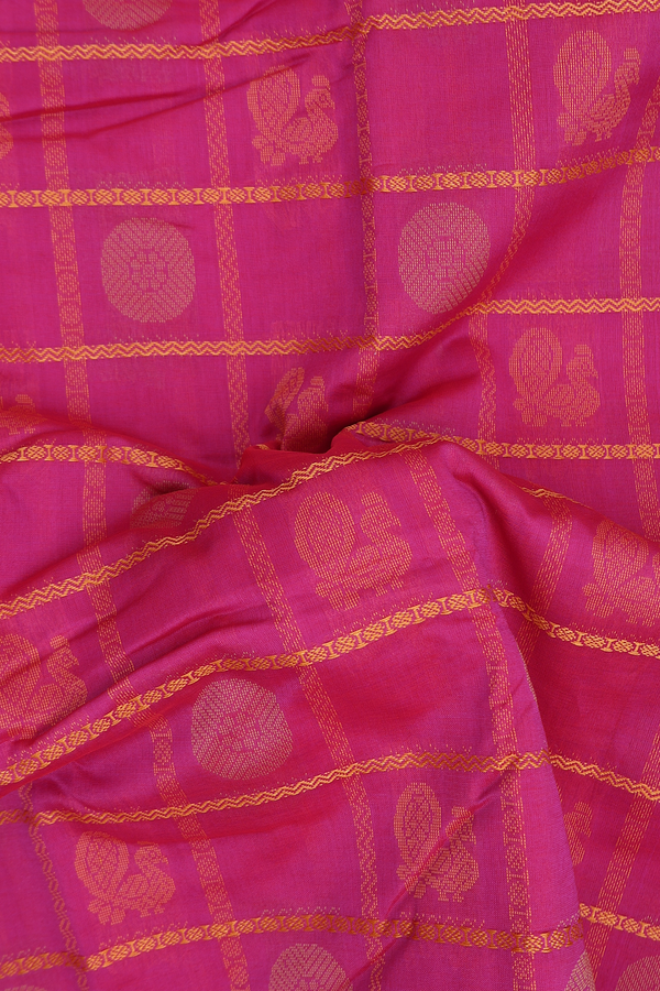 Kanchi Cotton Saree In Pink With Checks Design