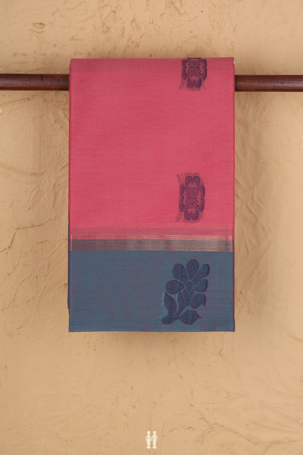 Kanchi Cotton Saree In Pink With Threadwork Buttas