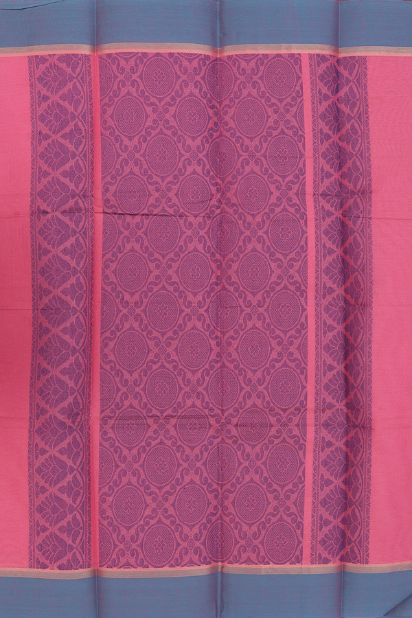 Kanchi Cotton Saree In Pink With Threadwork Buttas
