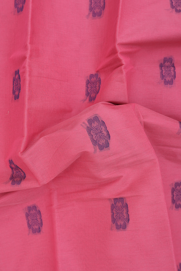Kanchi Cotton Saree In Pink With Threadwork Buttas