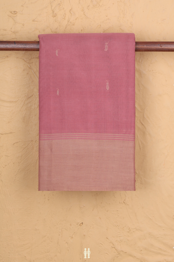 Kanchi Cotton Saree In Mulberry With Threadwork Buttis